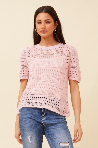 SHAYLA POINTELLE KNIT TOP