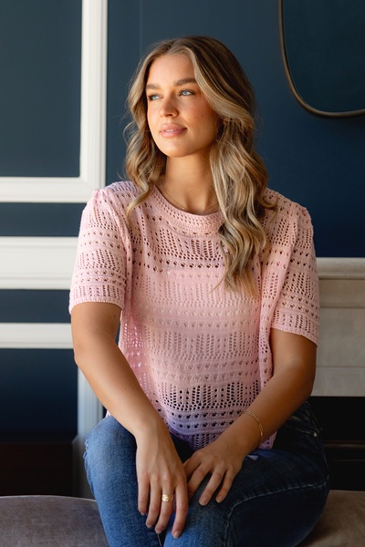 SHAYLA POINTELLE KNIT TOP