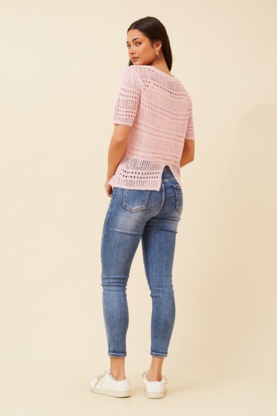 SHAYLA POINTELLE KNIT TOP