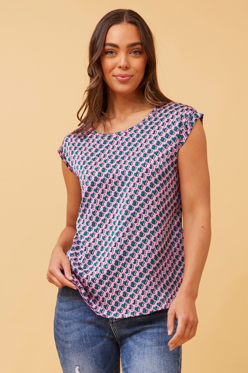SHELLY ABSTRACT PRINT TOP