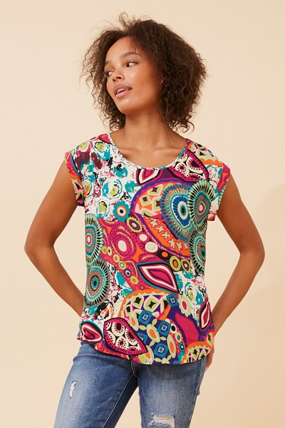 SHELLY ABSTRACT PRINT TOP