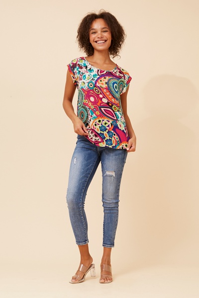 SHELLY ABSTRACT PRINT TOP