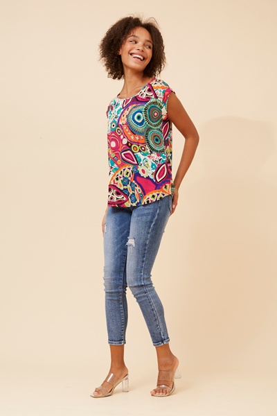 SHELLY ABSTRACT PRINT TOP