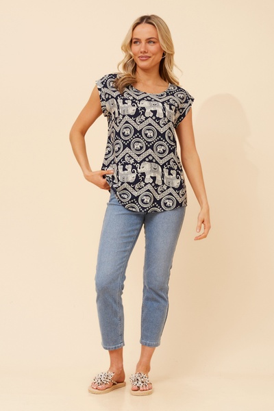 SHELLY ELEPHANT PRINT TOP