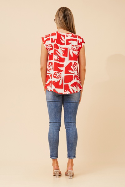 SHELLY LEAF PRINT SHELL TOP