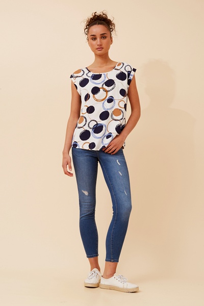 SHELLY POLKA DOT PRINT TOP