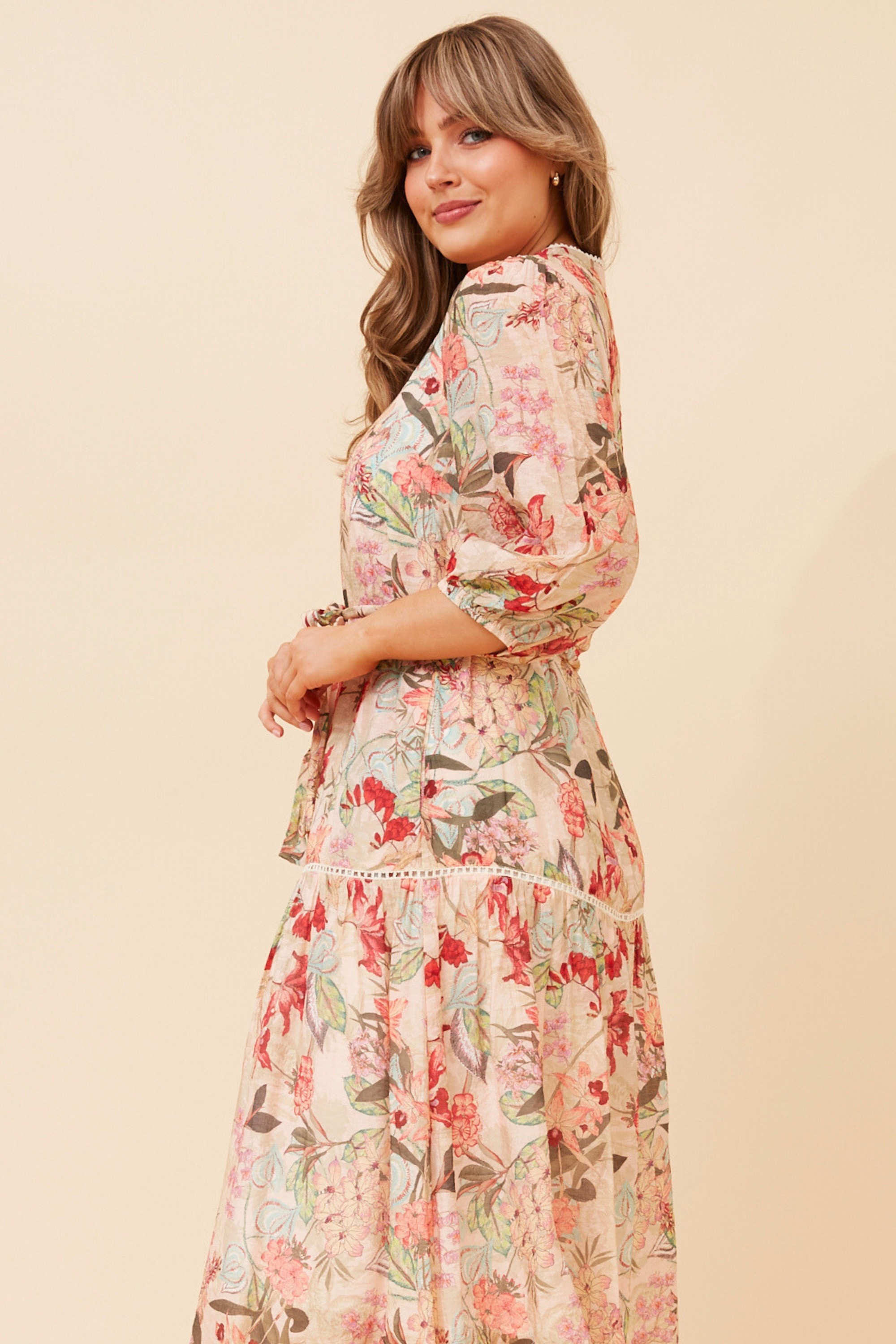 SHERLAINE FLORAL MIDI DRESS