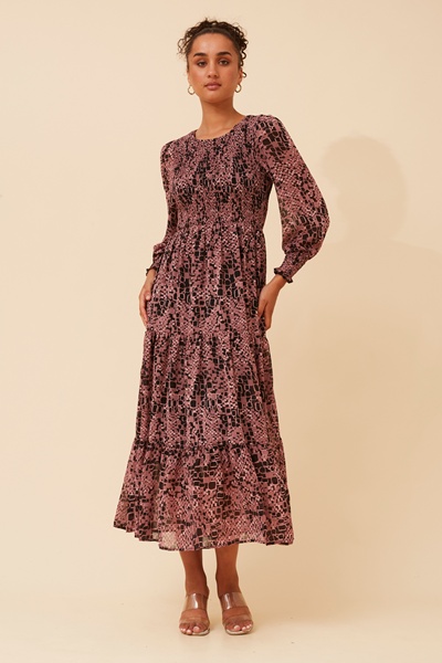 SHERRY ABSTRACT PRINT MAXI DRESS