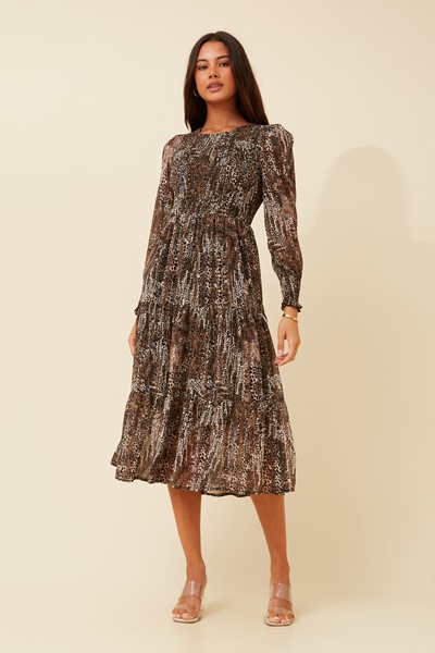 SHERRY ANIMAL PRINT MIDI DRESS