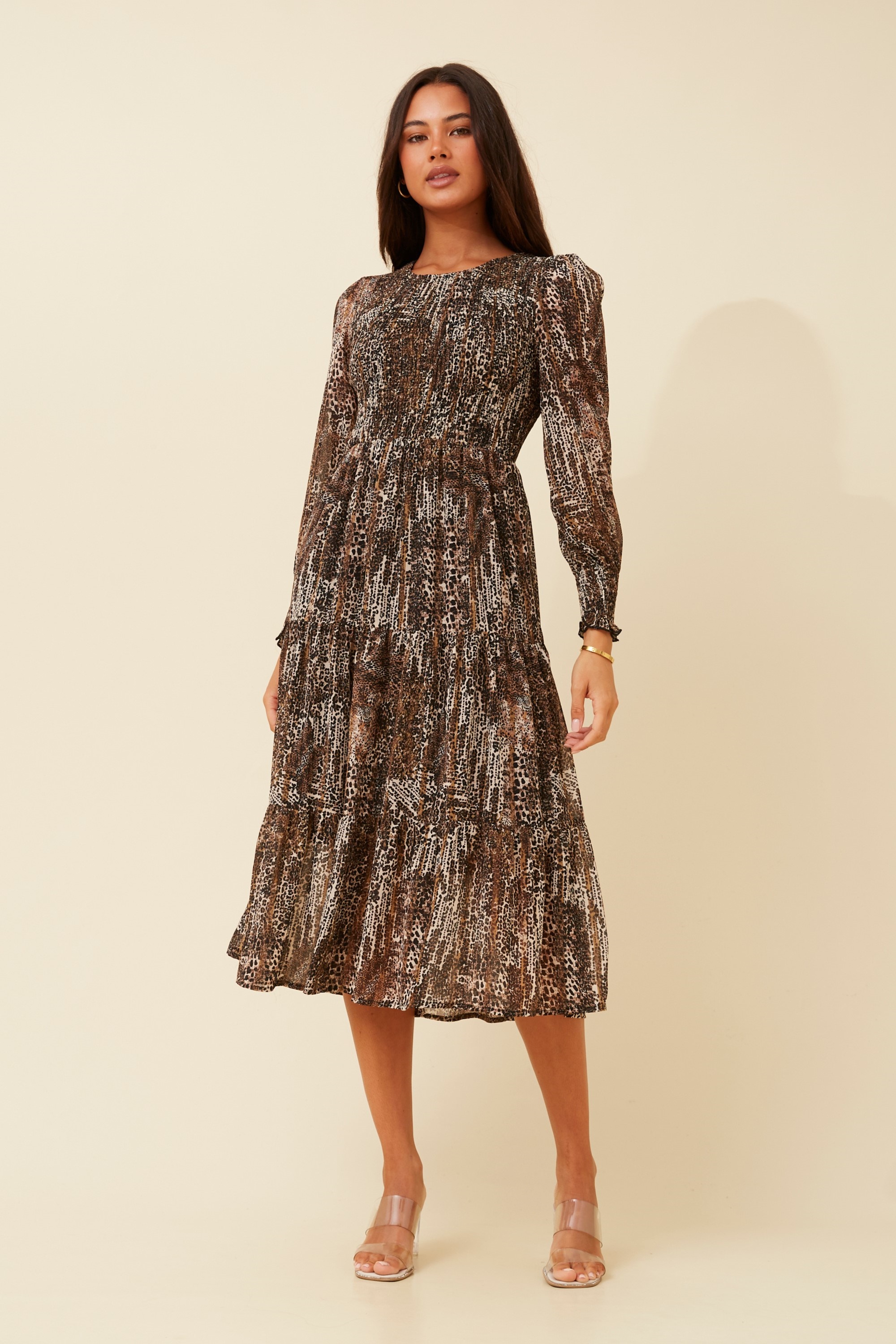 SHERRY ANIMAL PRINT MIDI DRESS