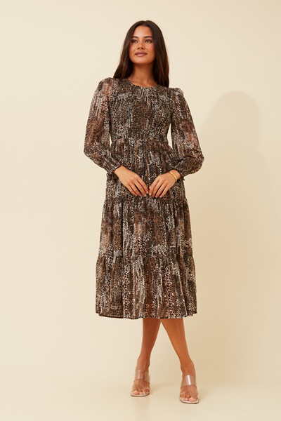 SHERRY ANIMAL PRINT MIDI DRESS