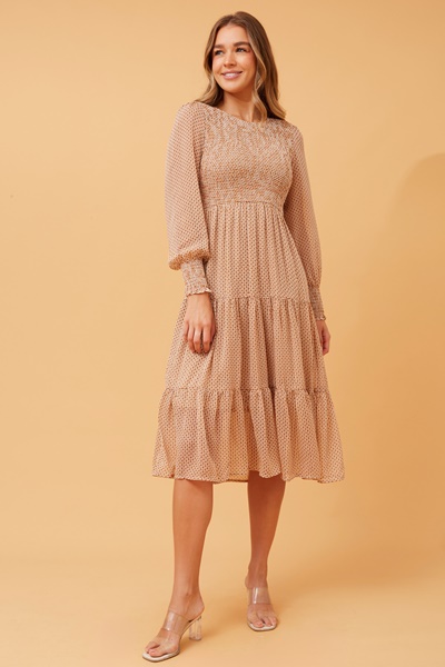 SHERRY TIERED MIDI DRESS