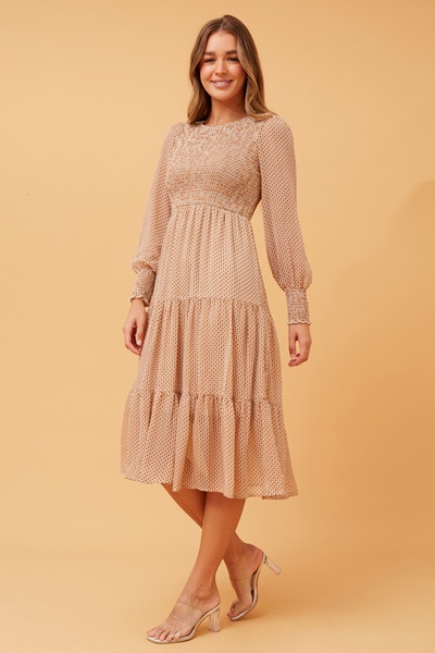 SHERRY TIERED MIDI DRESS