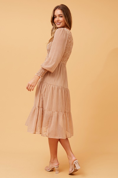 SHERRY TIERED MIDI DRESS