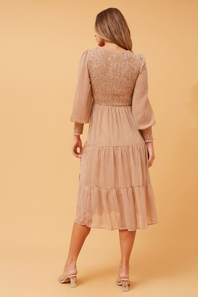 SHERRY TIERED MIDI DRESS