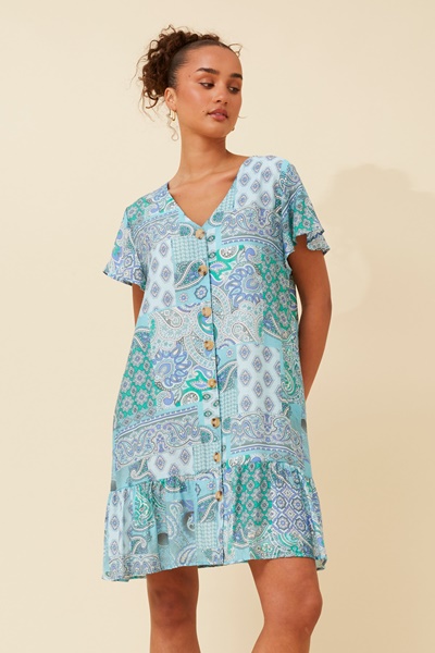 SHILOH PATCHWORK PRINT DRESS