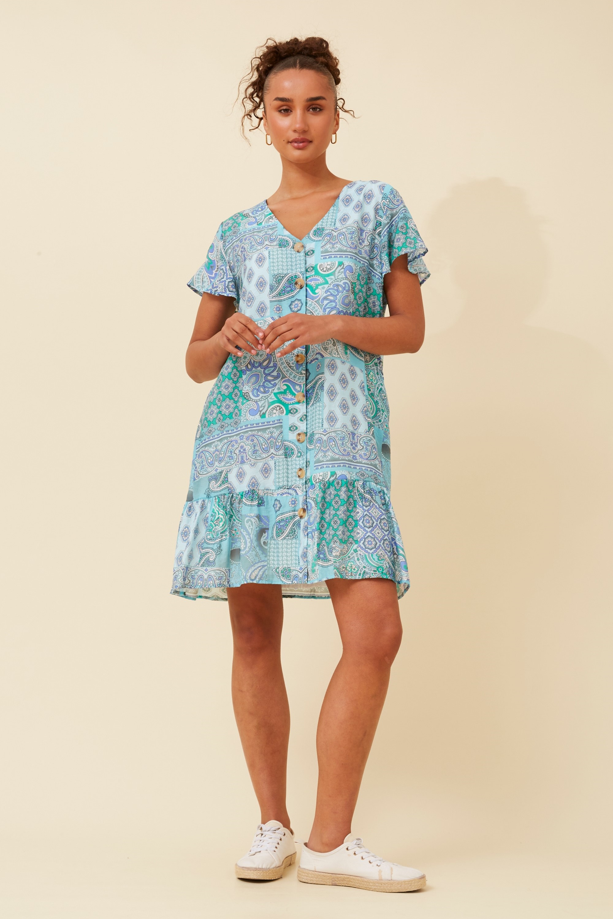 SHILOH PATCHWORK PRINT DRESS