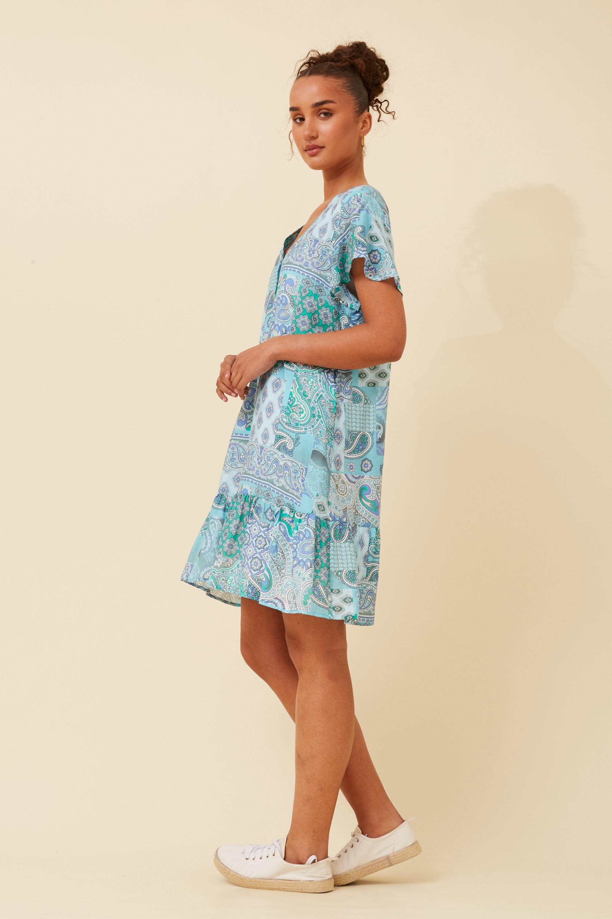 SHILOH PATCHWORK PRINT DRESS