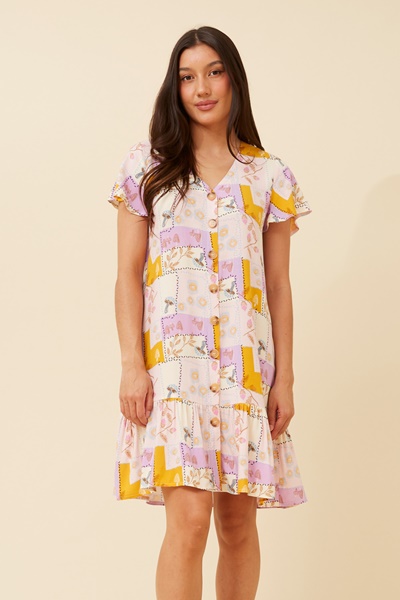 SHILOH PATCHWORK PRINT DRESS