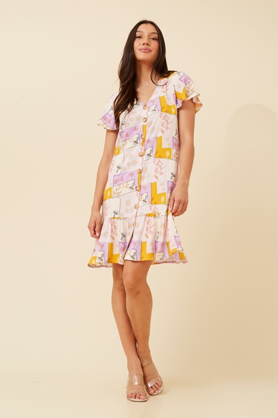 SHILOH PATCHWORK PRINT DRESS