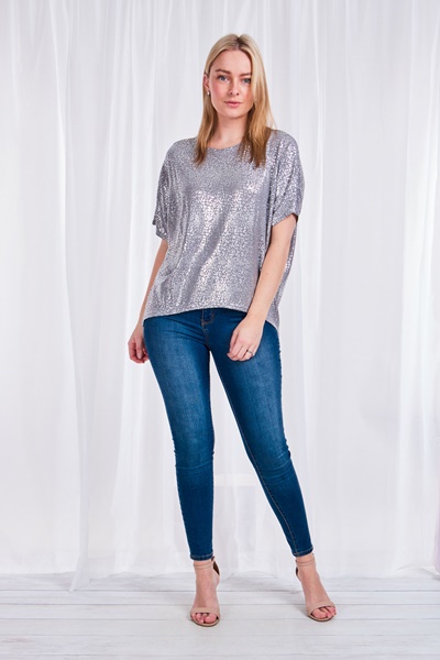 SHORT SLEEVE PRINTED TOP