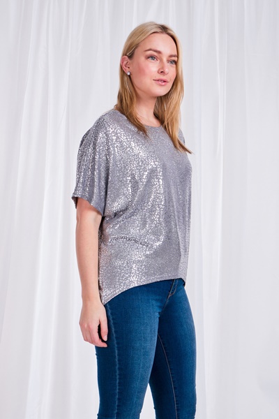 SHORT SLEEVE PRINTED TOP