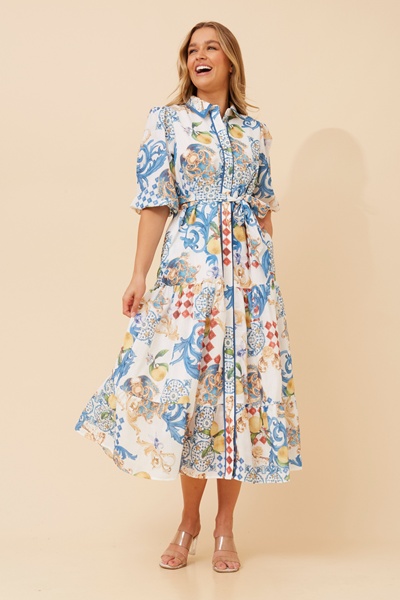 SICILY CAPRI PRINT SHIRT DRESS