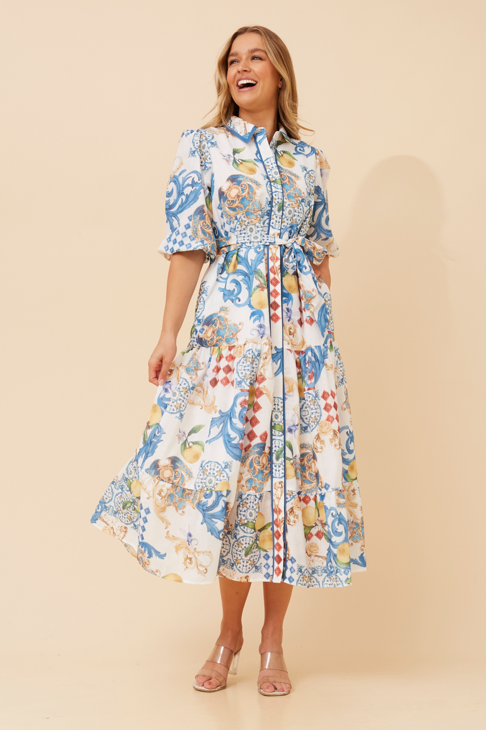 SICILY CAPRI PRINT SHIRT DRESS