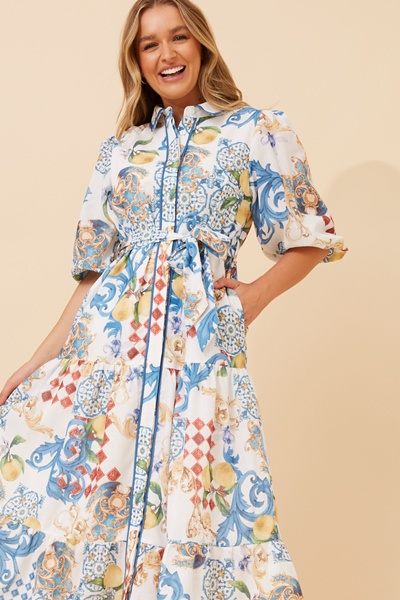 SICILY CAPRI PRINT SHIRT DRESS