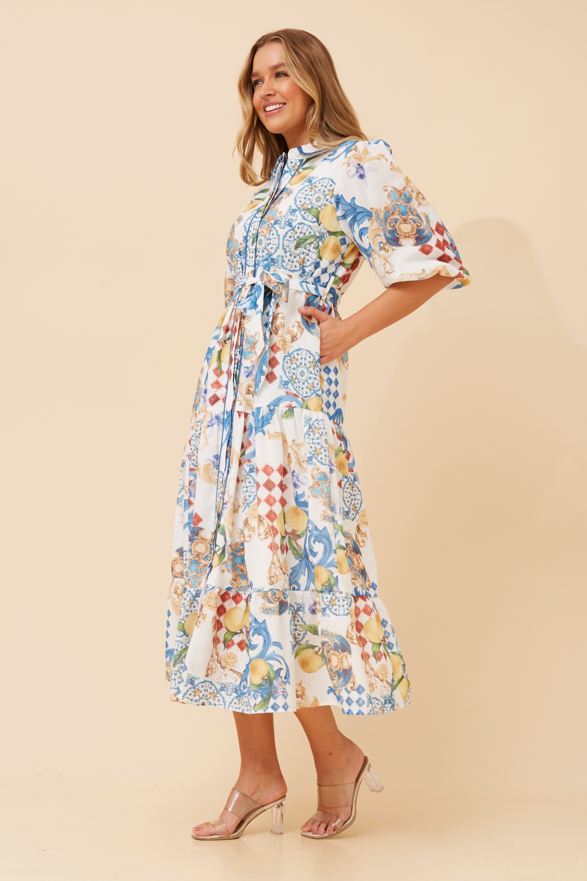 SICILY CAPRI PRINT SHIRT DRESS