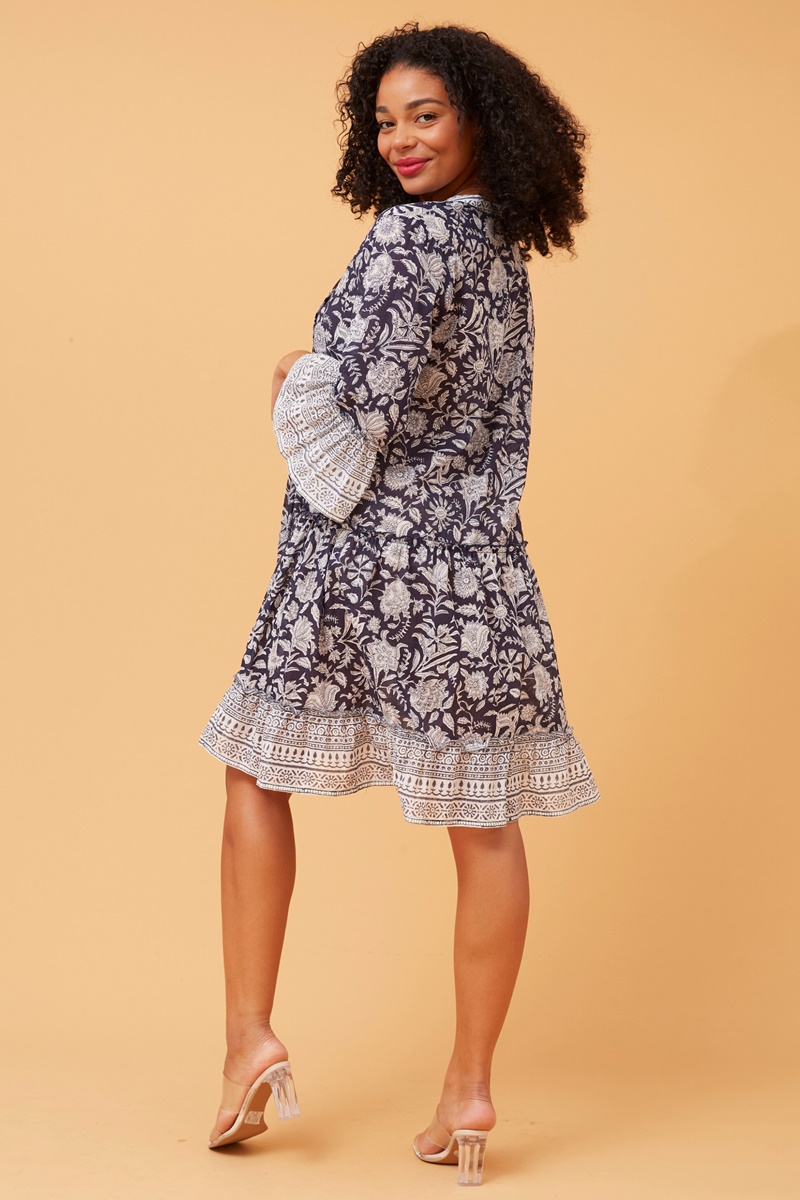 Border print outlet dress