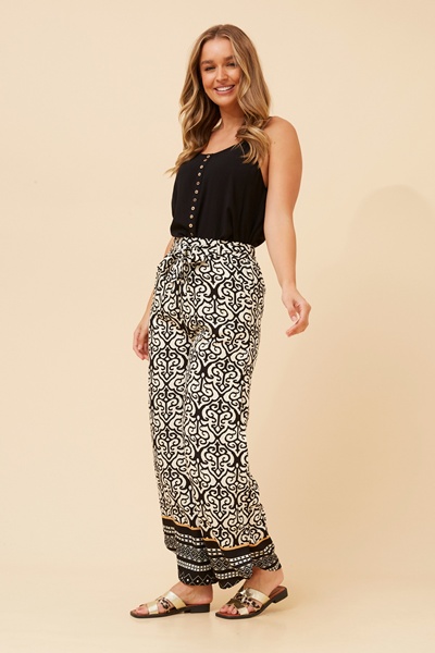 SISKA BORDER PRINT WIDE LEG PANTS