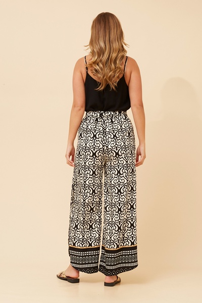 SISKA BORDER PRINT WIDE LEG PANTS