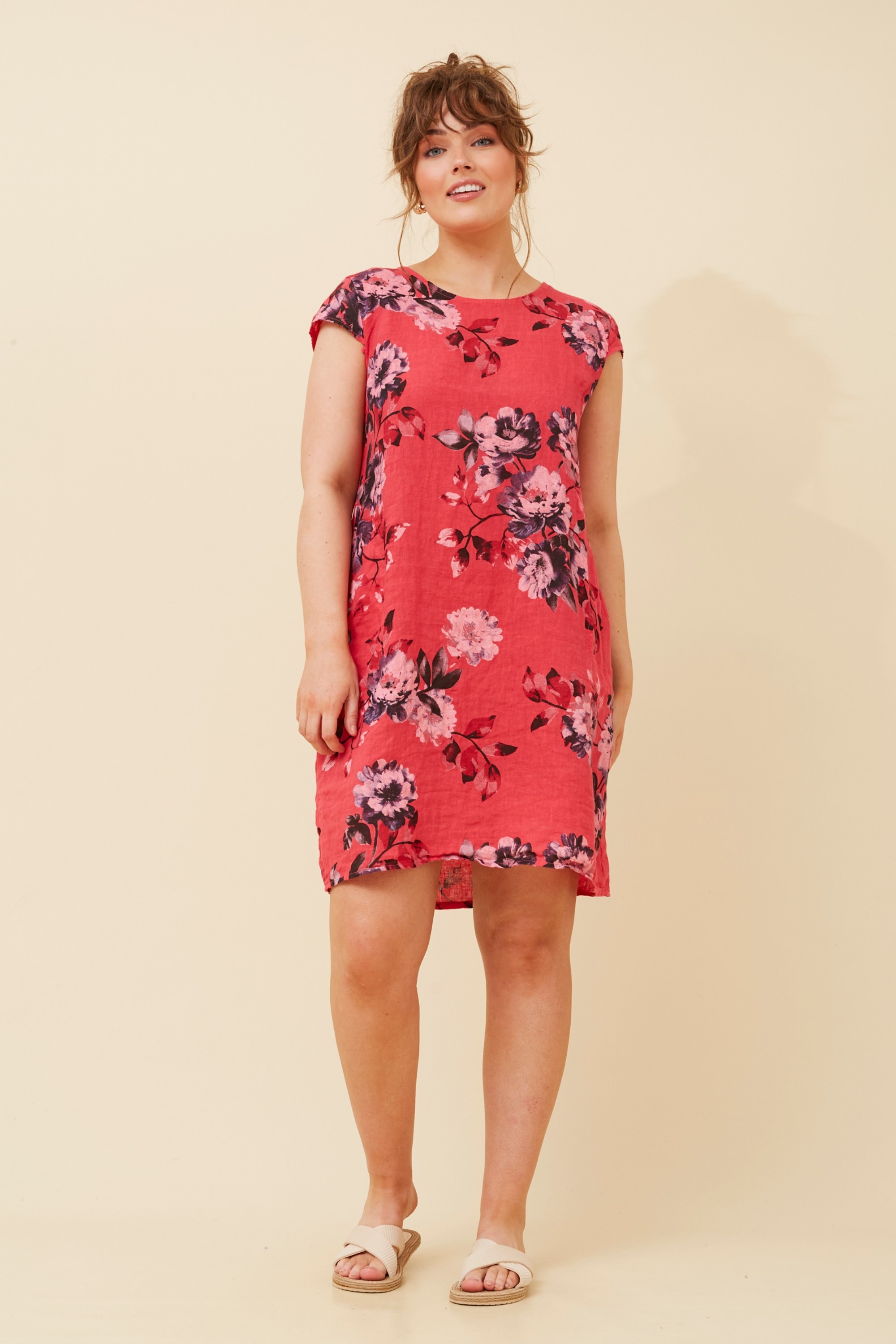 SISLEY FLORAL LINEN BLEND DRESS