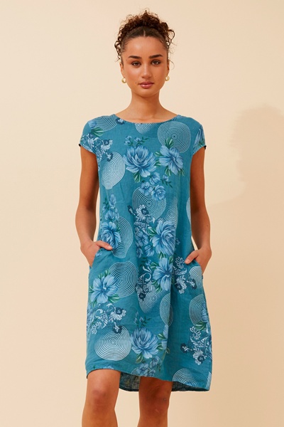 SISLEY FLORAL LINEN DRESS