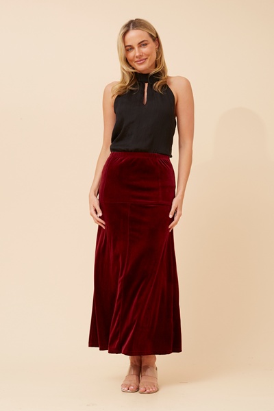 SKYLAH VELOUR MAXI SKIRT