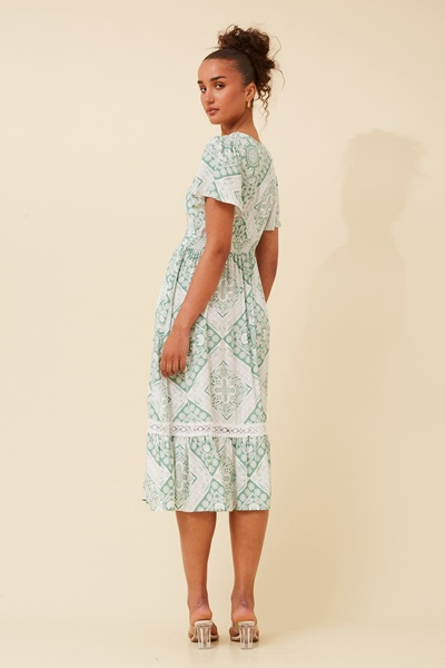 SOLANA TILE PRINT MIDI DRESS