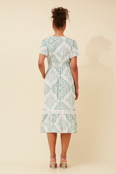 SOLANA TILE PRINT MIDI DRESS