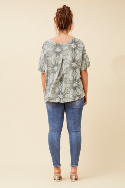 SOLARIS PRINTED LINEN TOP
