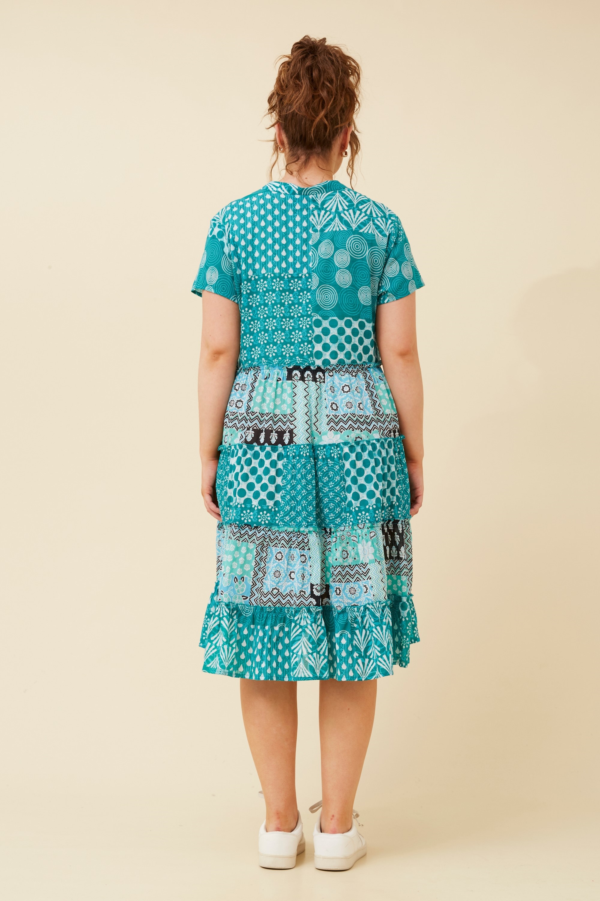 SOMYA PATCHWORK PRINT DRESS