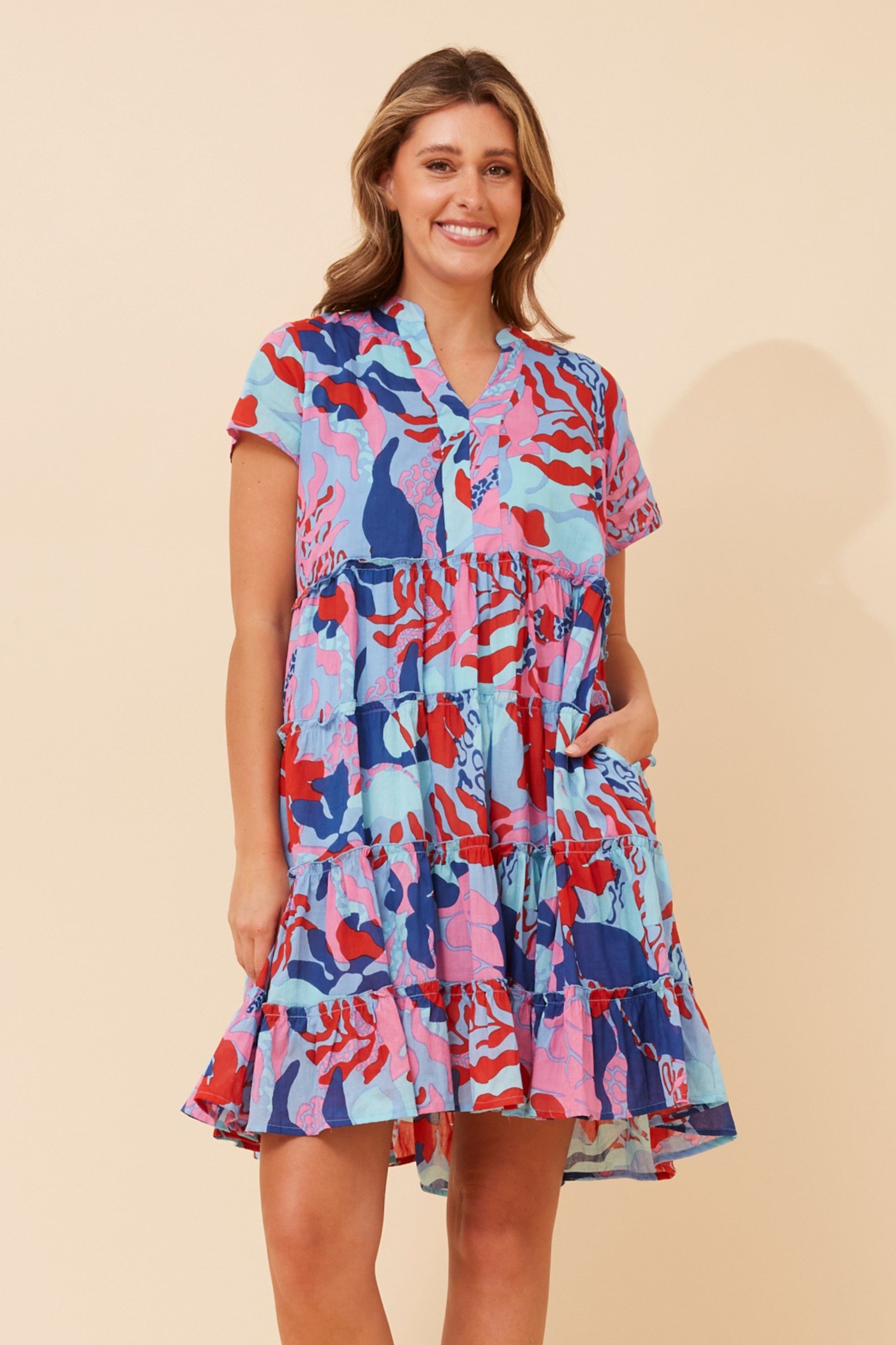 SOMYA PRINTED TIERED DRESS