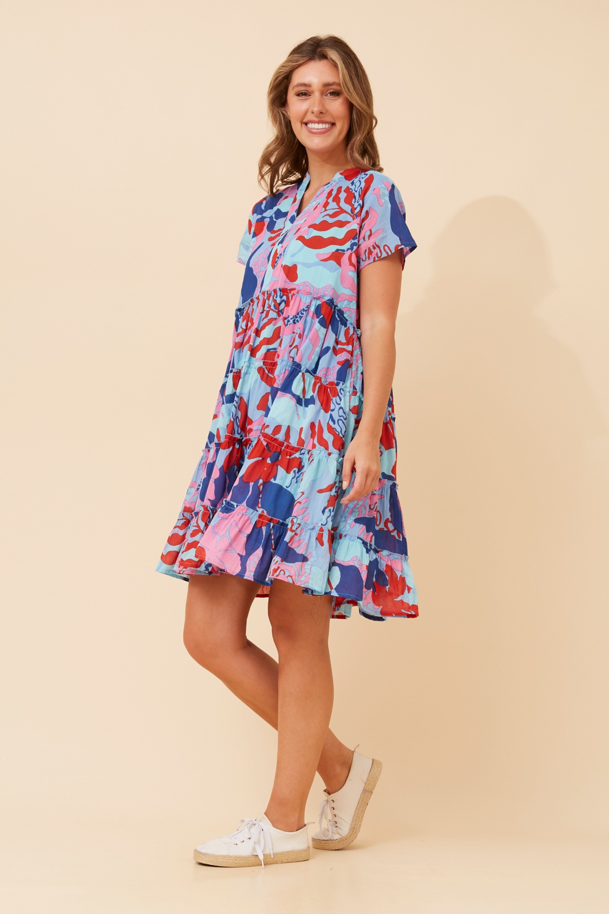 SOMYA PRINTED TIERED DRESS