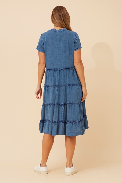 SOMYA SOLID TIERED DRESS