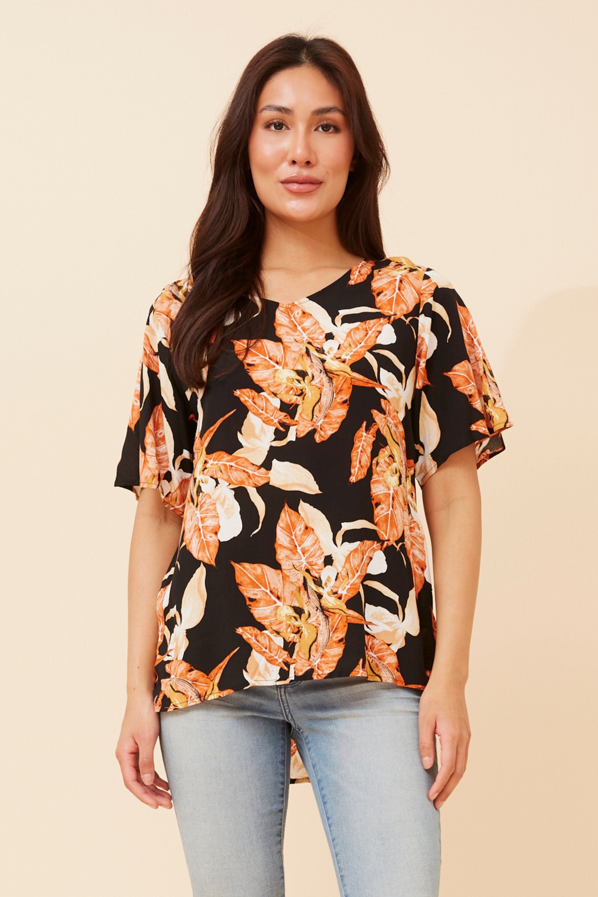 SONIA LEAF PRINT TOP
