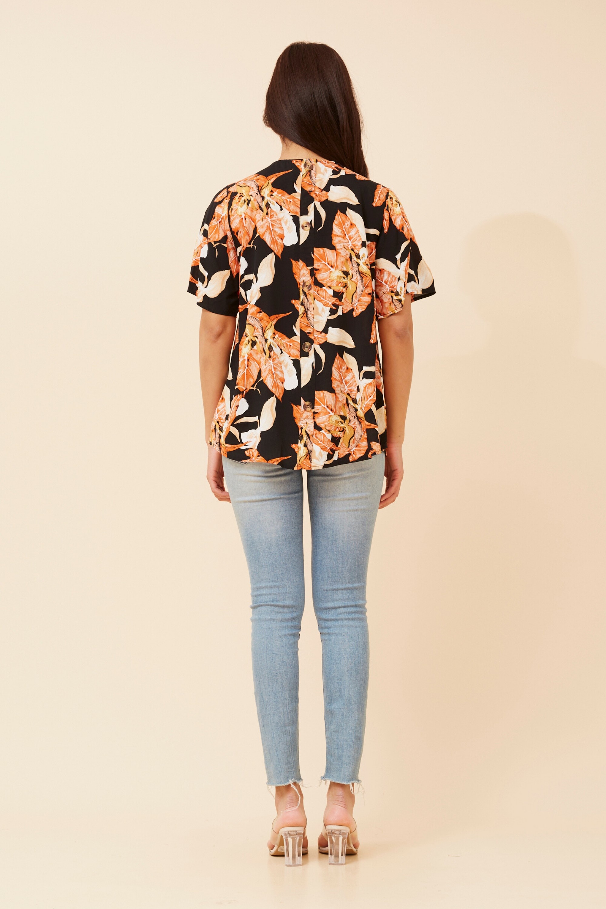 SONIA LEAF PRINT TOP