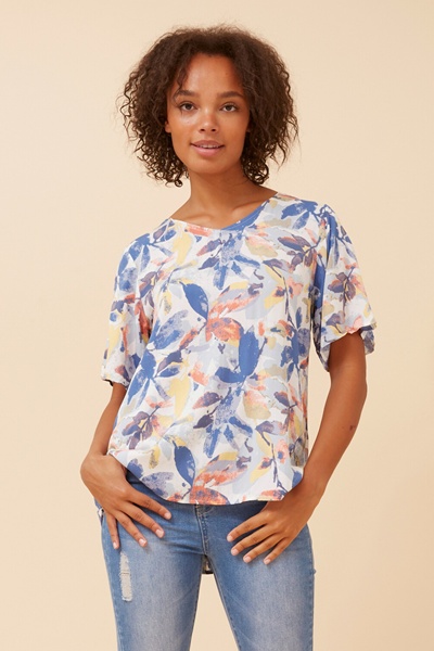 SONIA LEAF PRINT TOP