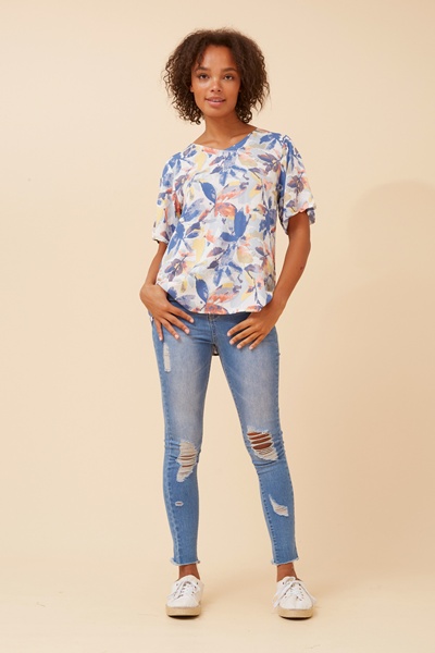 SONIA LEAF PRINT TOP
