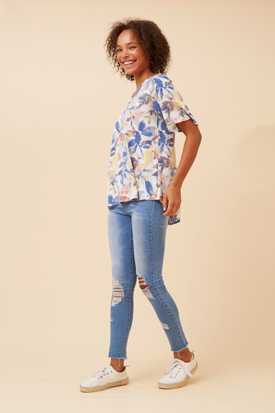 SONIA LEAF PRINT TOP