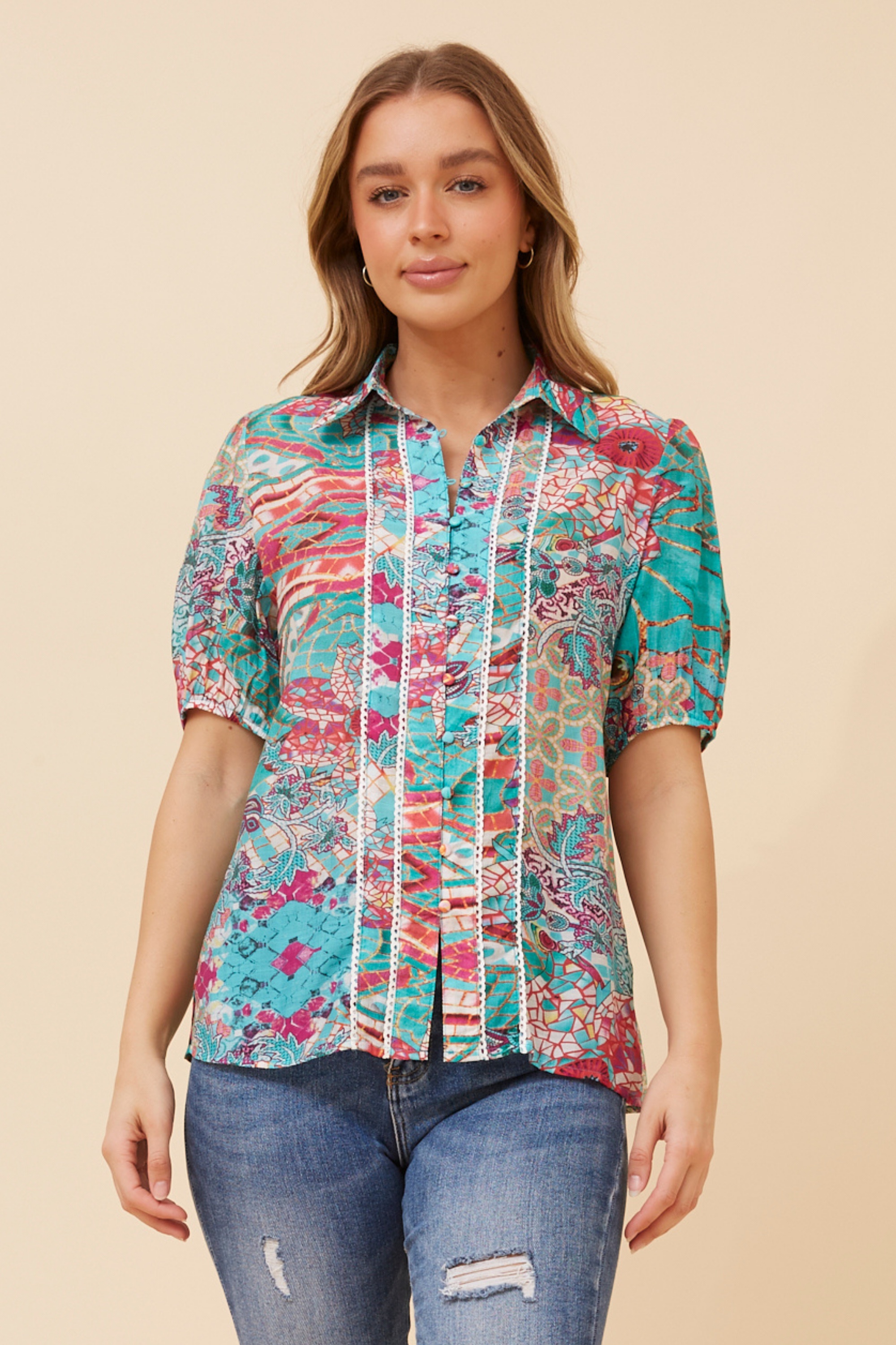 SORELLA ABSTRACT PRINT SHIRT