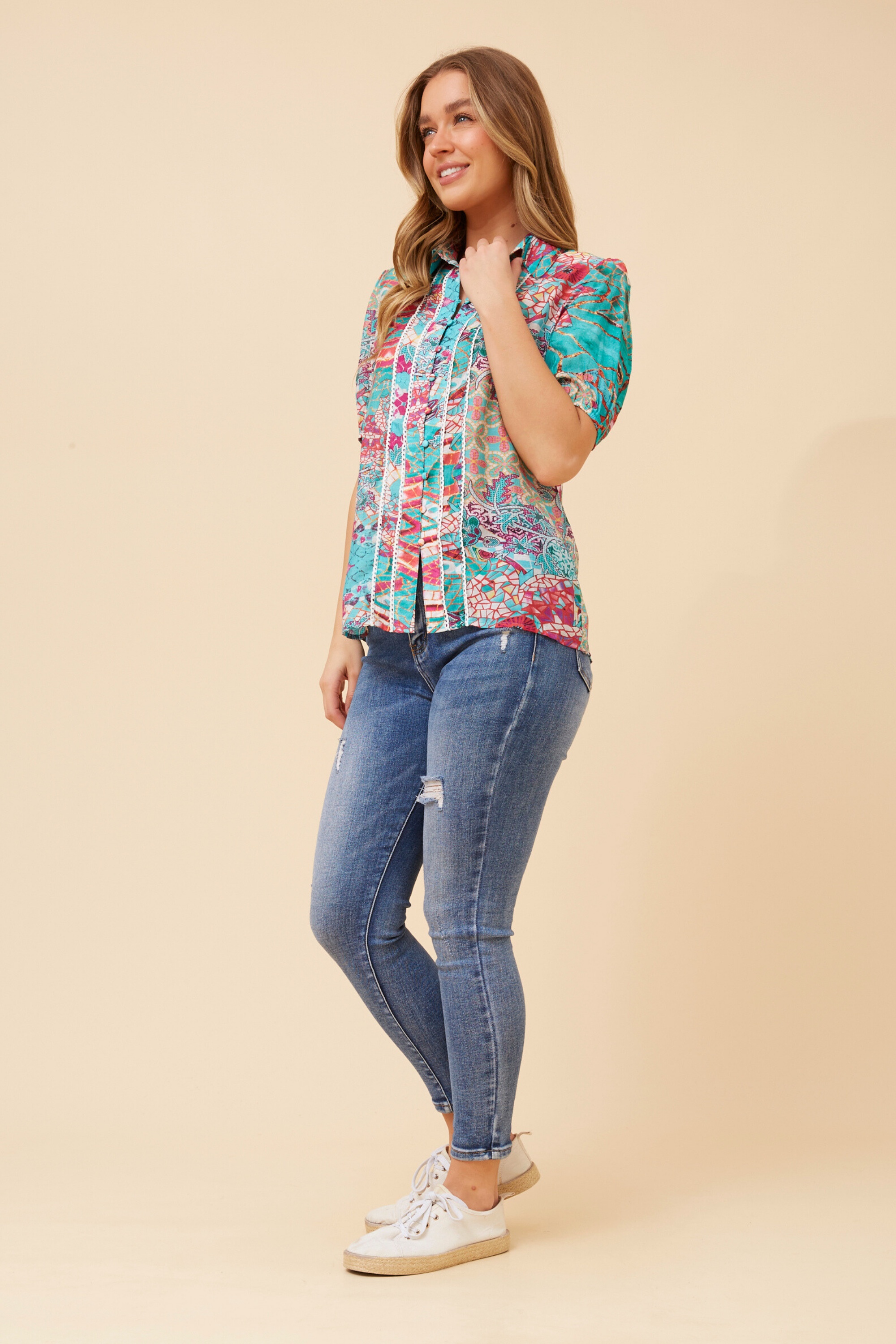 SORELLA ABSTRACT PRINT SHIRT